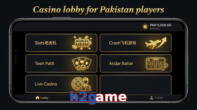 Lobby view of H2game for Pakistan users